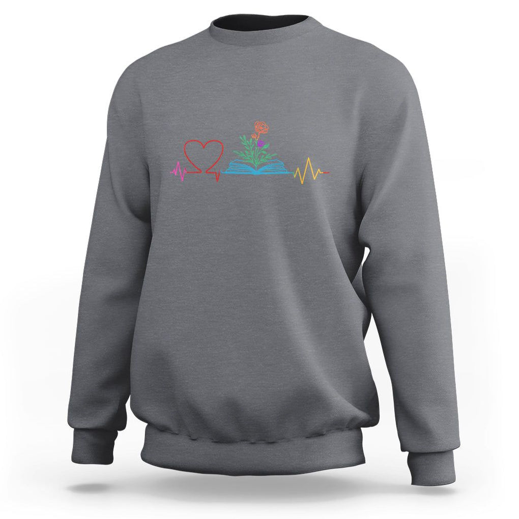 Floral Book Sweatshirt Literature Heart For Books Lover TS11 Charcoal Print Your Wear
