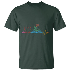 Floral Book T Shirt Literature Heart For Books Lover TS11 Dark Forest Green Print Your Wear