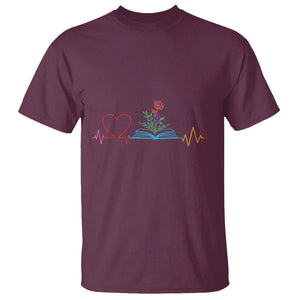 Floral Book T Shirt Literature Heart For Books Lover TS11 Maroon Print Your Wear