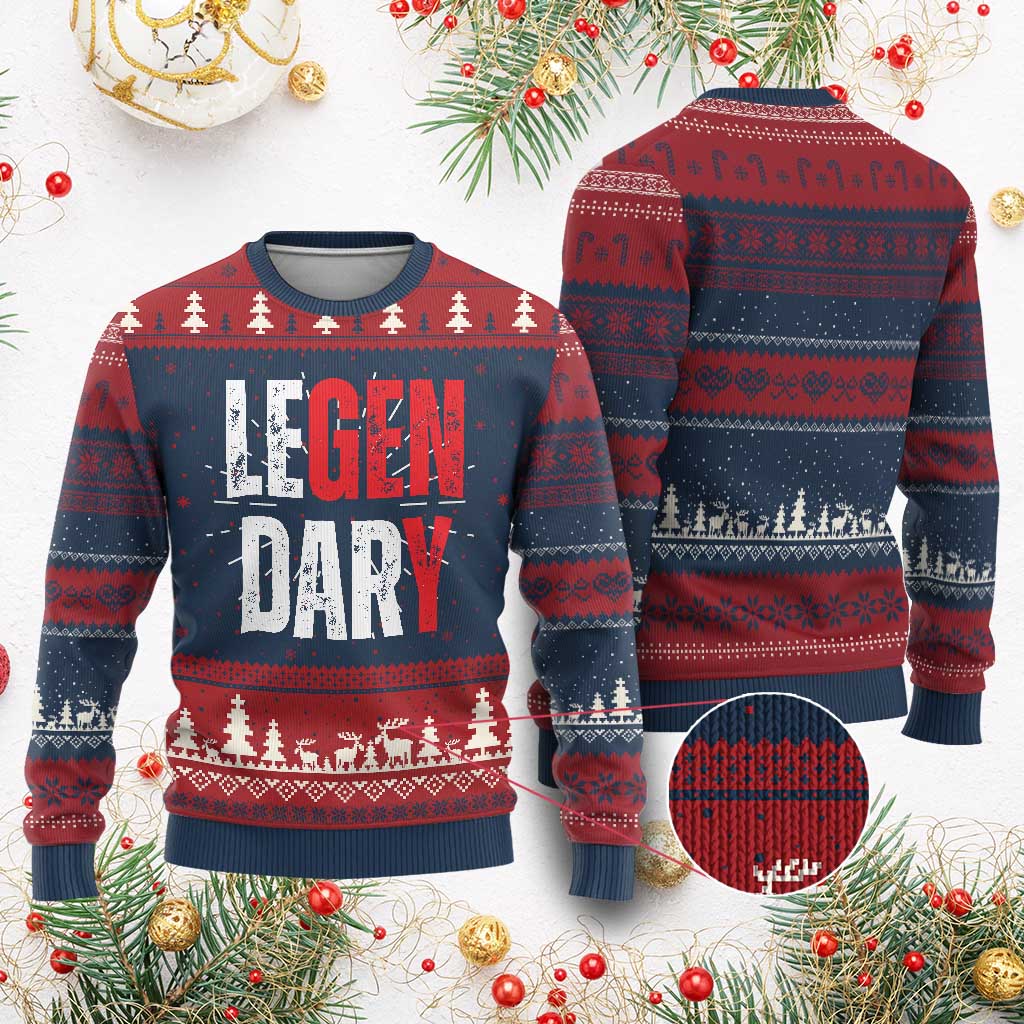 Funny Gen Y Legendary Knit Sweatshirt Vintage Generation Y TS11 Burgundy Print Your Wear