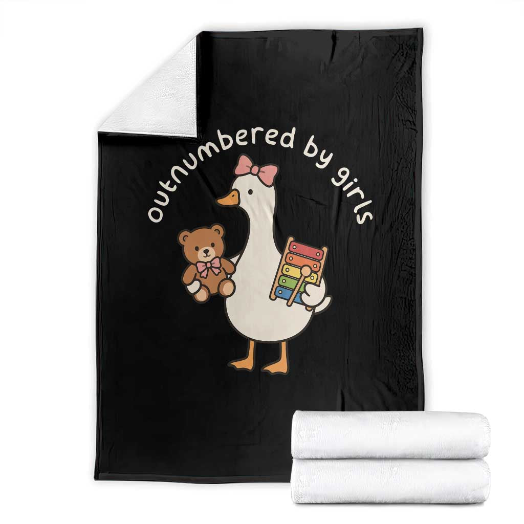 Outnumbered By Girls Throw Blanket Funny Girl Dad Goose TS11 Black Print Your Wear