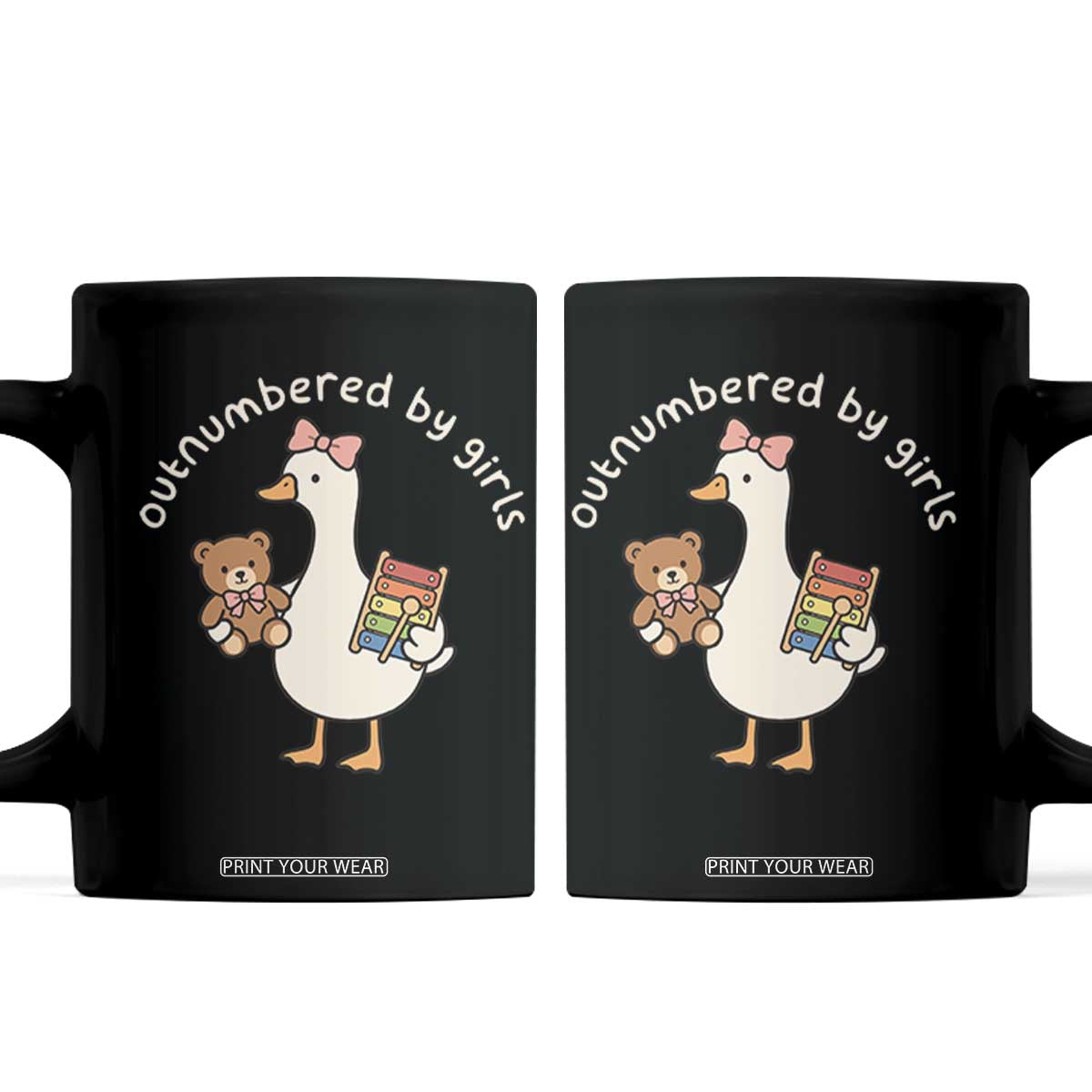Outnumbered By Girls Coffee Mug Funny Girl Dad Goose TS11 Black Print Your Wear