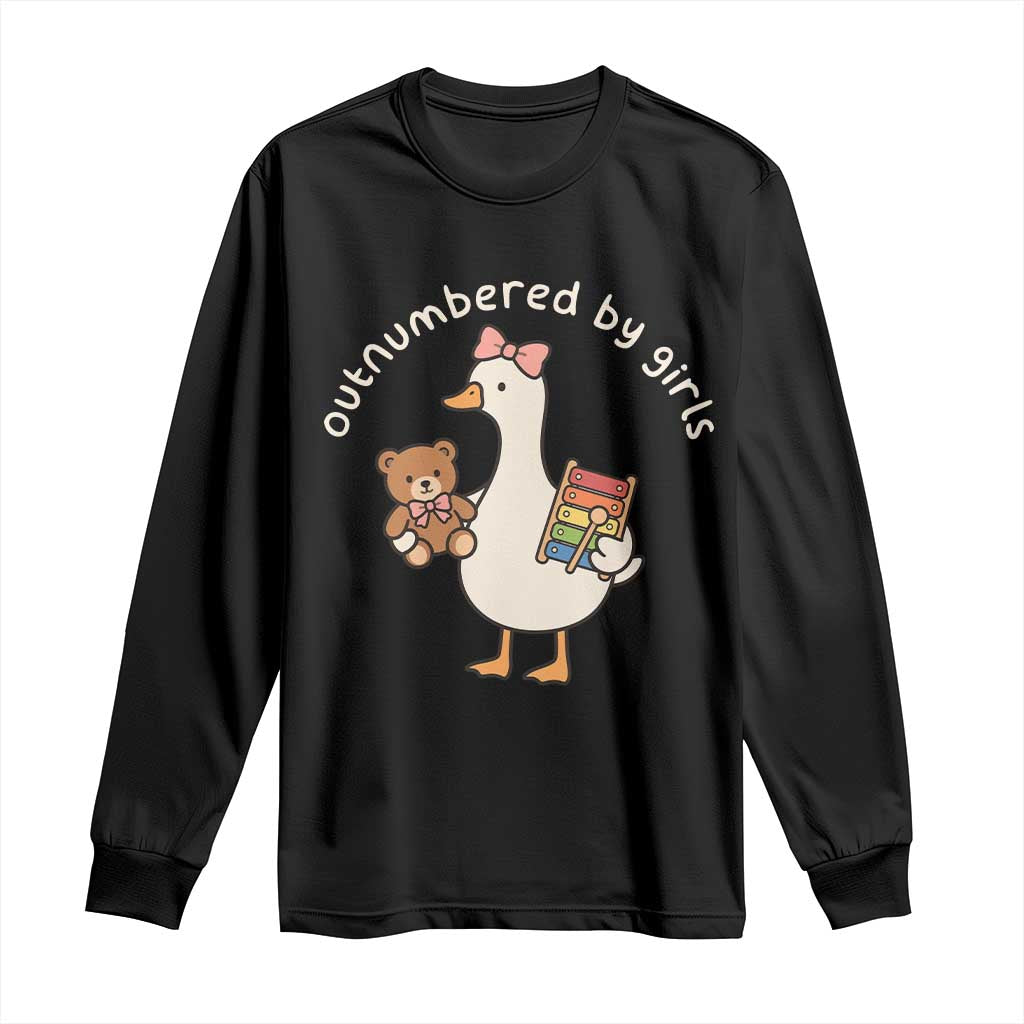 Outnumbered By Girls Long Sleeve Shirt Funny Girl Dad Goose TS11 Black Print Your Wear