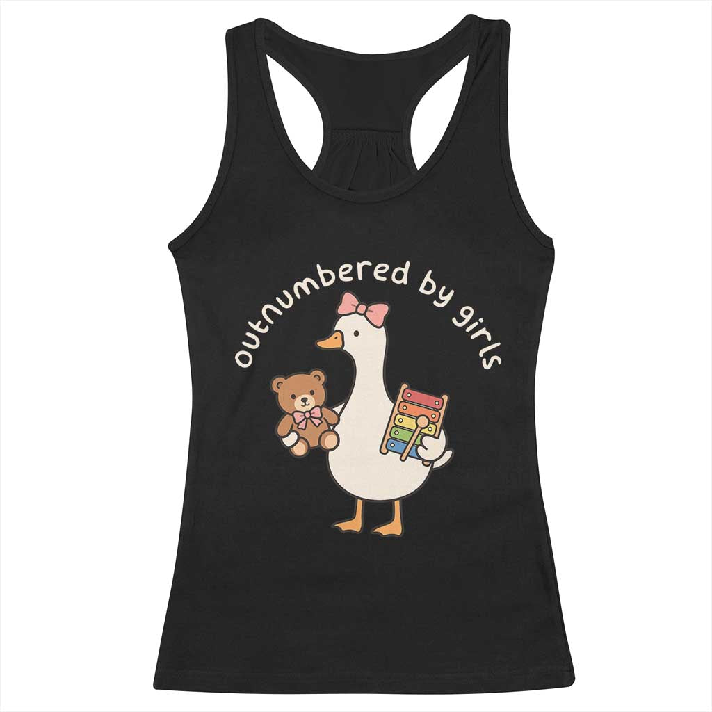 Outnumbered By Girls Racerback Tank Top Funny Girl Dad Goose TS11 Black Print Your Wear