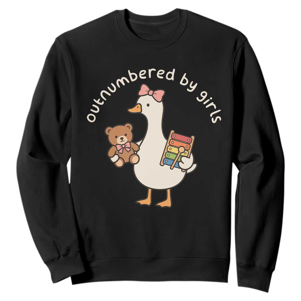 Outnumbered By Girls Sweatshirt Funny Girl Dad Goose TS11 Black Print Your Wear