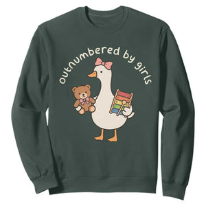 Outnumbered By Girls Sweatshirt Funny Girl Dad Goose TS11 Dark Forest Green Print Your Wear