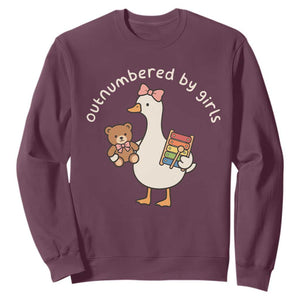 Outnumbered By Girls Sweatshirt Funny Girl Dad Goose TS11 Maroon Print Your Wear