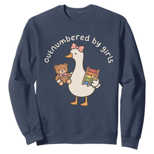 Outnumbered By Girls Sweatshirt Funny Girl Dad Goose TS11 Navy Print Your Wear