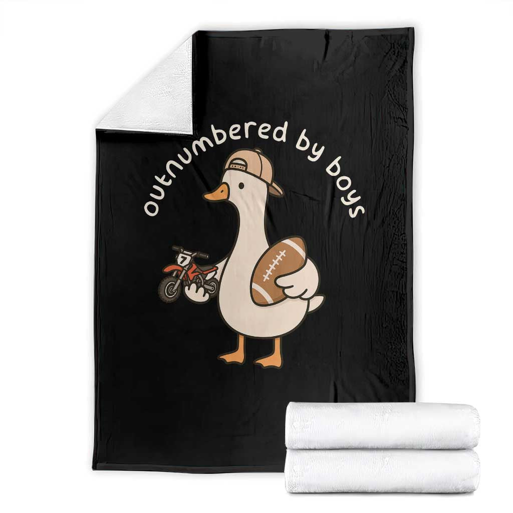 Outnumbered By Boys Funny Mom Goose Throw Blanket TS11 Black Print Your Wear