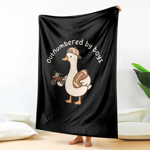 Outnumbered By Boys Funny Mom Goose Throw Blanket TS11 Print Your Wear