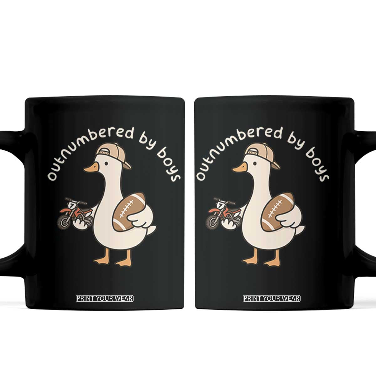 Outnumbered By Boys Funny Mom Goose Coffee Mug TS11 Black Print Your Wear
