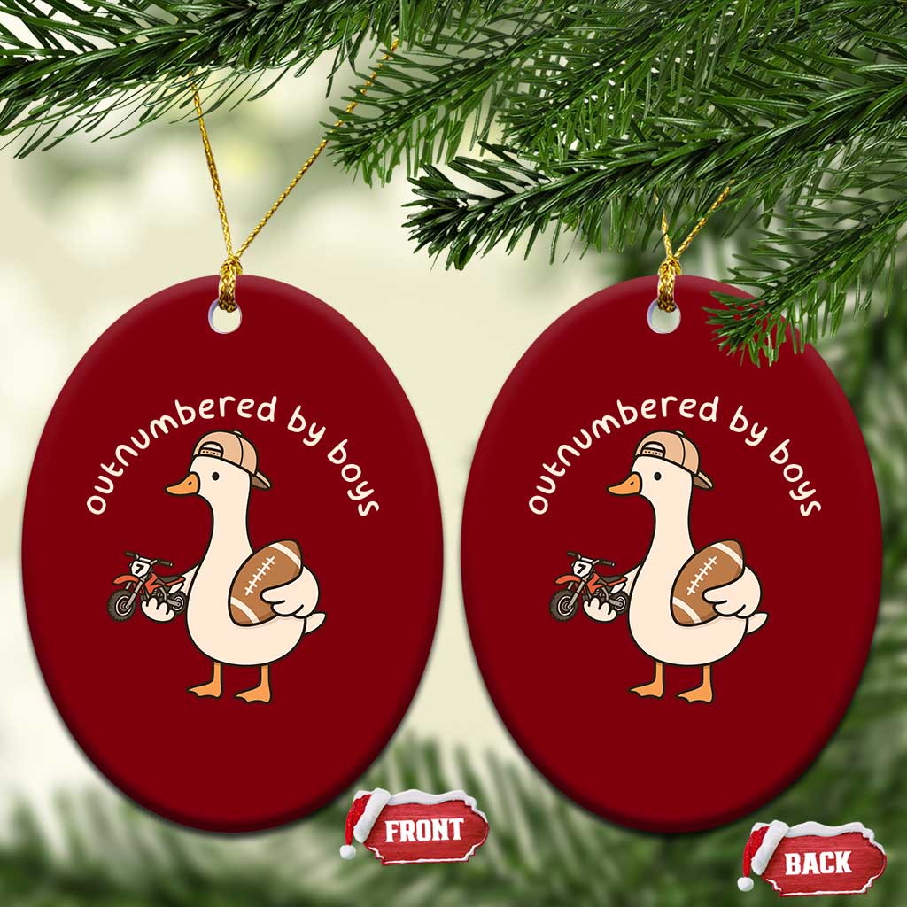 Outnumbered By Boys Funny Mom Goose Ceramic Ornament TS11 Print Your Wear