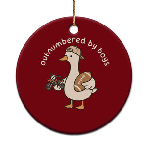 Outnumbered By Boys Funny Mom Goose Ceramic Ornament TS11 1pc Red Print Your Wear