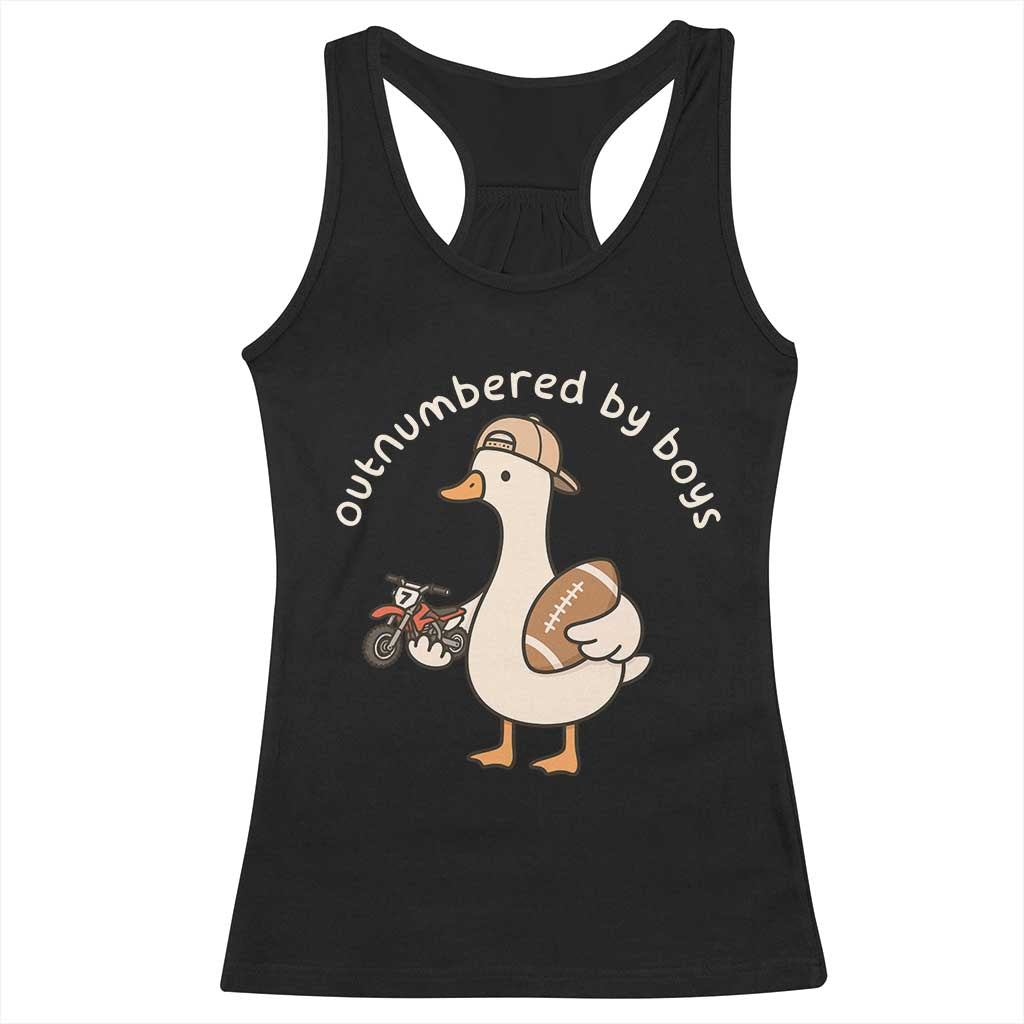 Outnumbered By Boys Funny Mom Goose Racerback Tank Top TS11 Black Print Your Wear