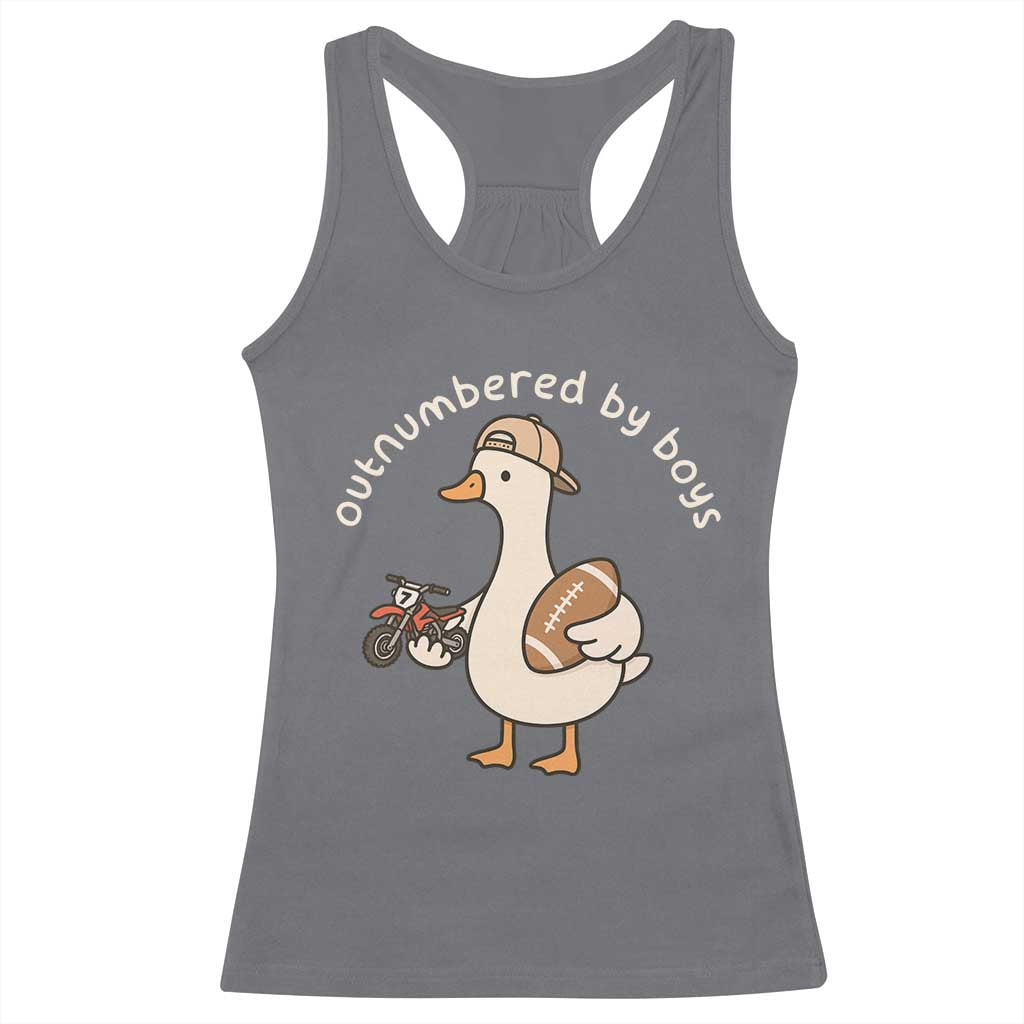 Outnumbered By Boys Funny Mom Goose Racerback Tank Top TS11 Charcoal Print Your Wear