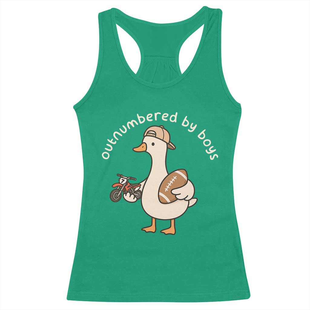 Outnumbered By Boys Funny Mom Goose Racerback Tank Top TS11 Irish Green Print Your Wear