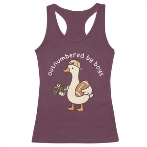 Outnumbered By Boys Funny Mom Goose Racerback Tank Top TS11 Maroon Print Your Wear