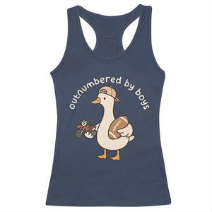 Outnumbered By Boys Funny Mom Goose Racerback Tank Top TS11 Navy Print Your Wear