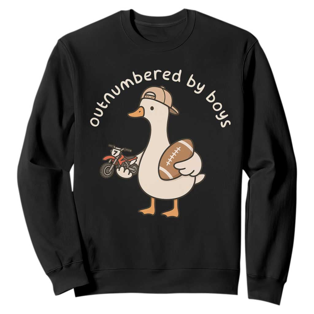 Outnumbered By Boys Funny Mom Goose Sweatshirt TS11 Black Print Your Wear