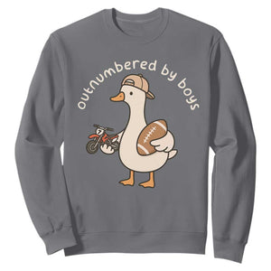Outnumbered By Boys Funny Mom Goose Sweatshirt TS11 Charcoal Print Your Wear