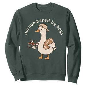 Outnumbered By Boys Funny Mom Goose Sweatshirt TS11 Dark Forest Green Print Your Wear