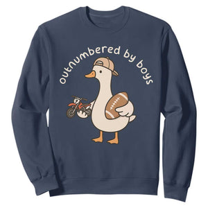 Outnumbered By Boys Funny Mom Goose Sweatshirt TS11 Navy Print Your Wear