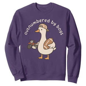 Outnumbered By Boys Funny Mom Goose Sweatshirt TS11 Purple Print Your Wear
