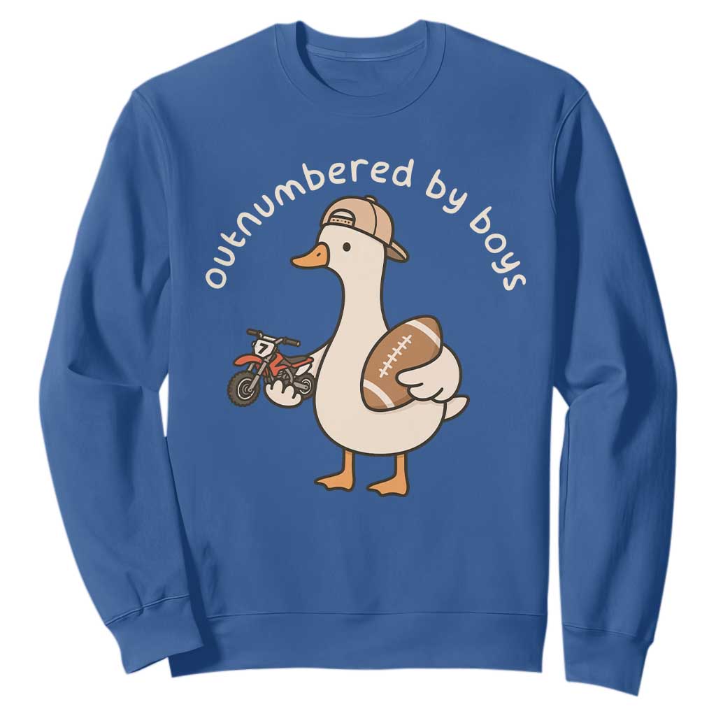 Outnumbered By Boys Funny Mom Goose Sweatshirt TS11 Royal Blue Print Your Wear