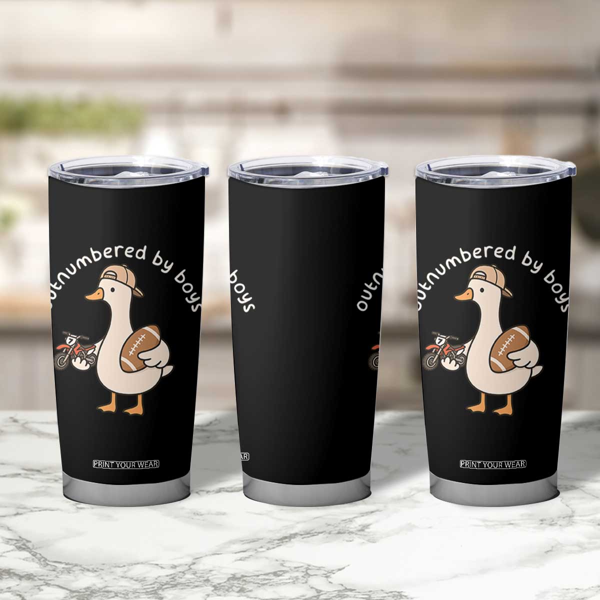 Outnumbered By Boys Funny Mom Goose Tumbler Cup TS11 Print Your Wear