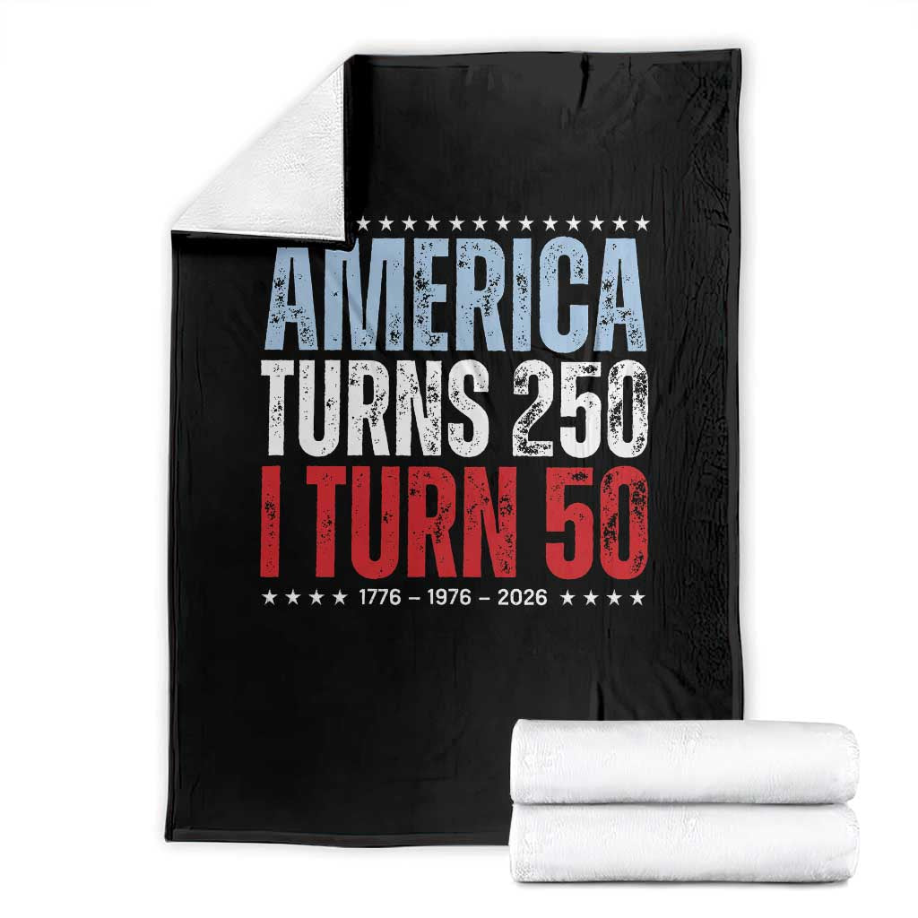 America Turns 250 I Turn 50 Throw Blanket 50th Birthday 250th Anniversary USA Vintage 1976 TS11 Black Print Your Wear