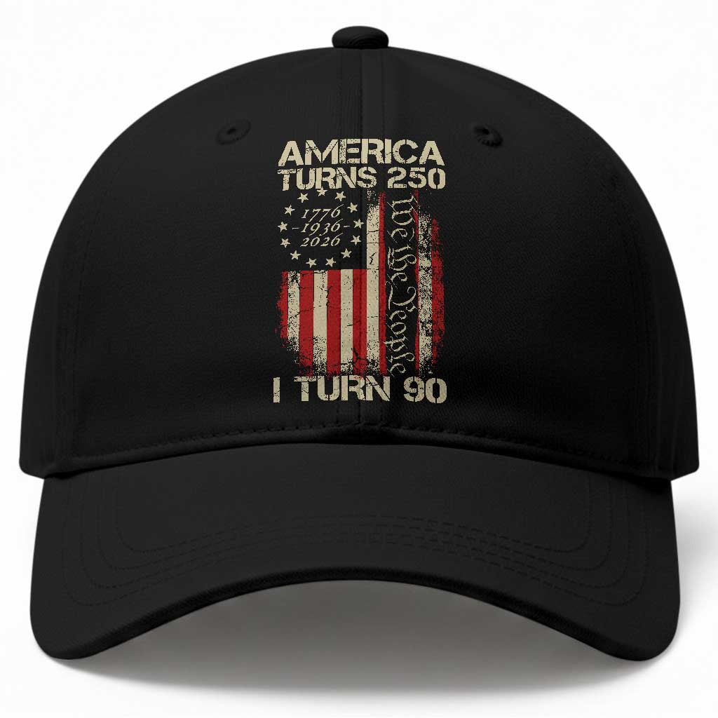 America Turns 250 I Turn 90 Baseball Cap 90th Birthday 250th Anniversary USA Vintage 1936 Bday TS11 Print Your Wear