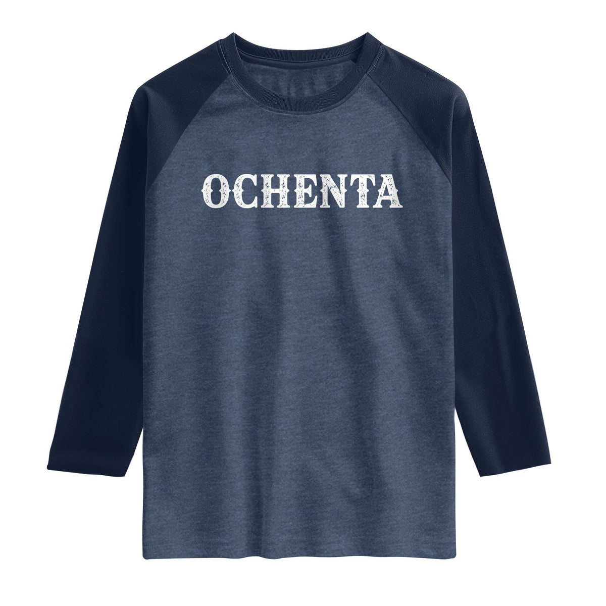 Spanish Mexican 80th Birthday Raglan Shirt Ochenta 60 Years Old Bday TS11 Heather Denim Navy Print Your Wear