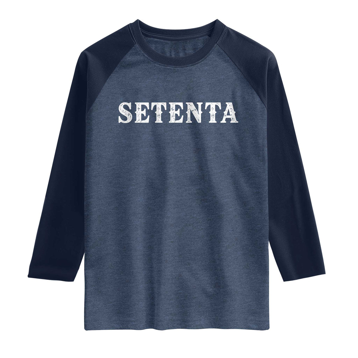 Spanish Mexican 70th Birthday Raglan Shirt Setenta 40 Years Old Bday TS11 Heather Denim Navy Print Your Wear