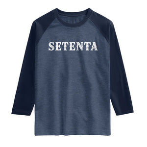 Spanish Mexican 70th Birthday Raglan Shirt Setenta 40 Years Old Bday TS11 Heather Denim Navy Print Your Wear