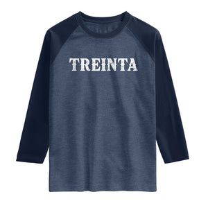 Spanish Mexican 30th Birthday Raglan Shirt Treinta 30 Years Old Bday TS11 Heather Denim Navy Print Your Wear