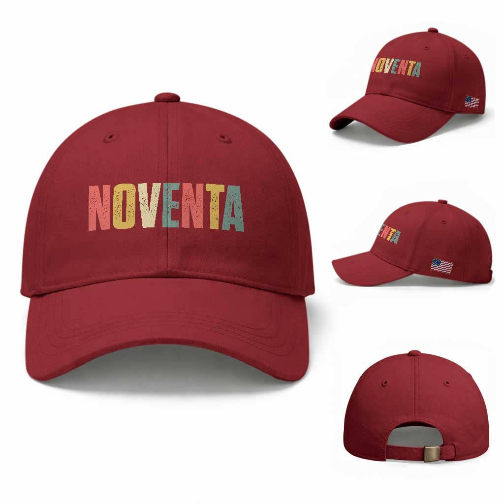 90th Birthday Noventa Baseball Cap Spanish Mexican 90 Years Old Bday TS11 Baseball Cap Universal Fit Cherry Red Print Your Wear