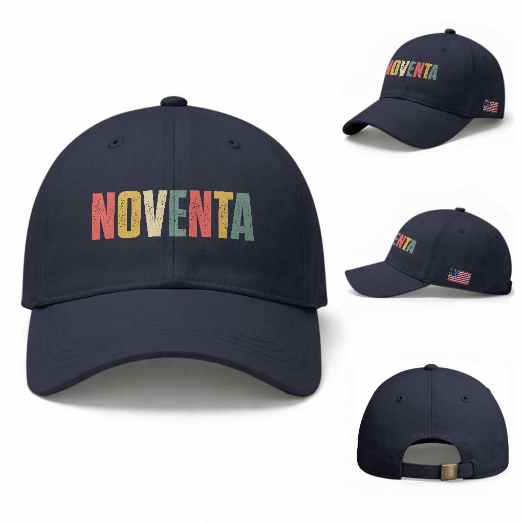 90th Birthday Noventa Baseball Cap Spanish Mexican 90 Years Old Bday TS11 Baseball Cap Universal Fit Navy Print Your Wear