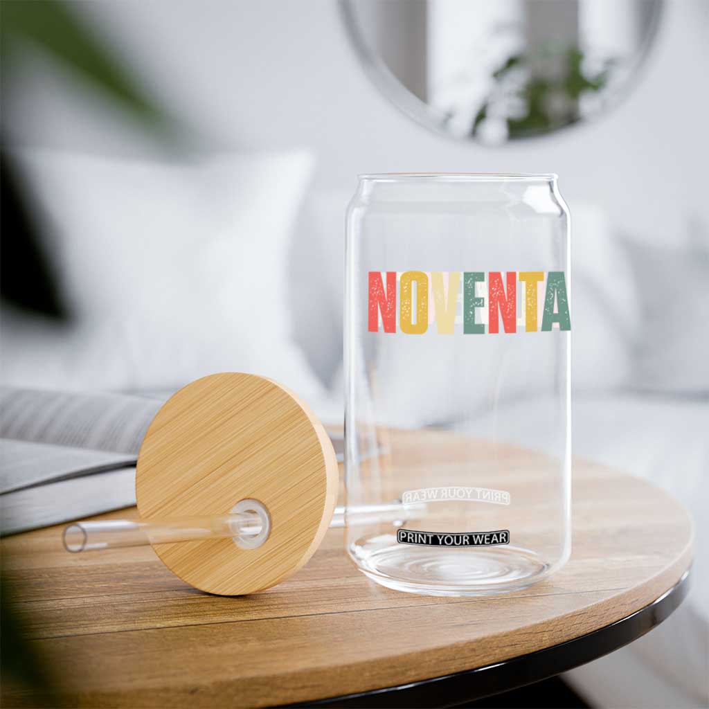 90th Birthday Noventa Glass Can Spanish Mexican 90 Years Old Bday TS11 Print Your Wear