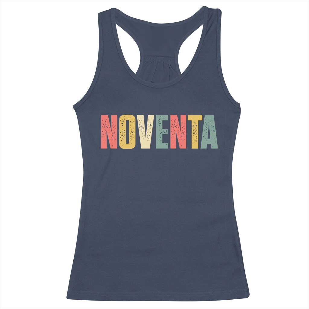 90th Birthday Noventa Racerback Tank Top Spanish Mexican 90 Years Old Bday TS11 Navy Print Your Wear