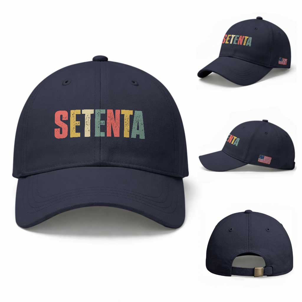 70th Birthday Setenta Baseball Cap Spanish Mexican 70 Years Old Bday TS11 Baseball Cap Universal Fit Navy Print Your Wear