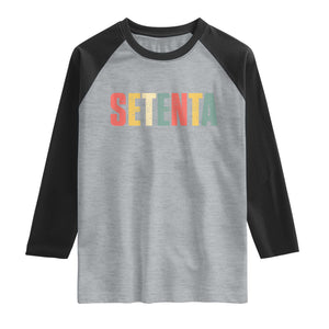 70th Birthday Setenta Raglan Shirt Spanish Mexican 70 Years Old Bday TS11 Heather Gray Black Print Your Wear