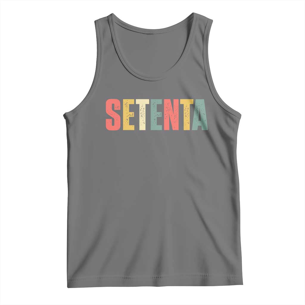 70th Birthday Setenta Tank Top Spanish Mexican 70 Years Old Bday TS11 Black Heather Print Your Wear