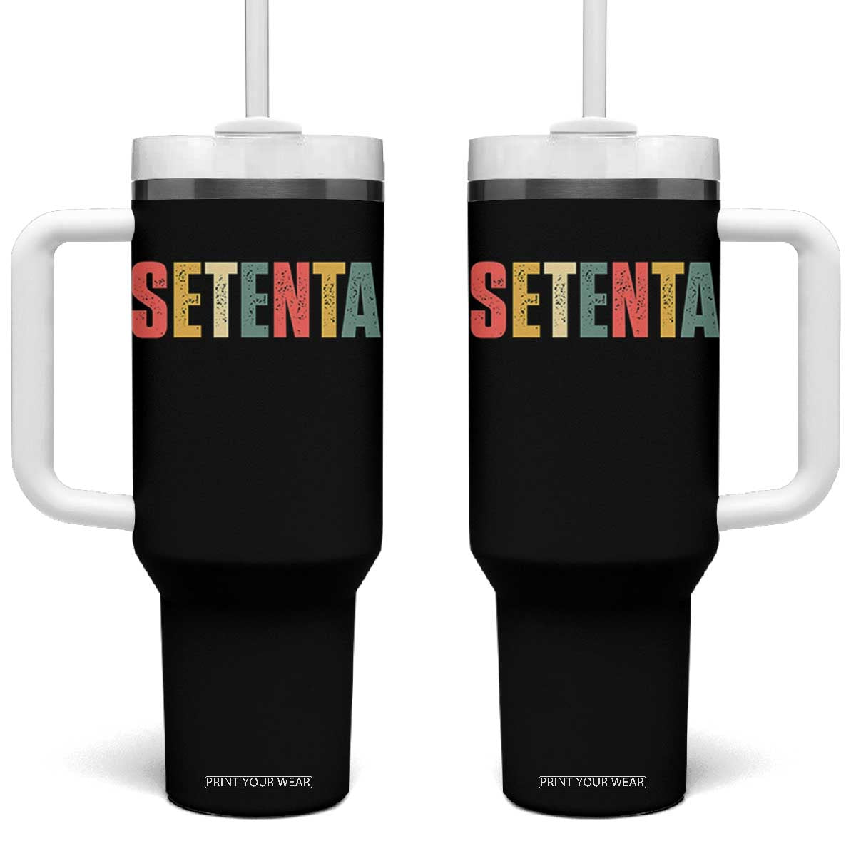 70th Birthday Setenta Tumbler With Handle Spanish Mexican 70 Years Old Bday TS11 One Size: 40 oz Black Print Your Wear