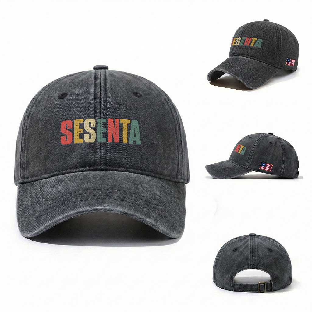 60th Birthday Sesenta Washed Cotton Baseball Cap Spanish Mexican 60 Years Old Bday TS11 Washed Cap Universal Fit Dark Gray Print Your Wear