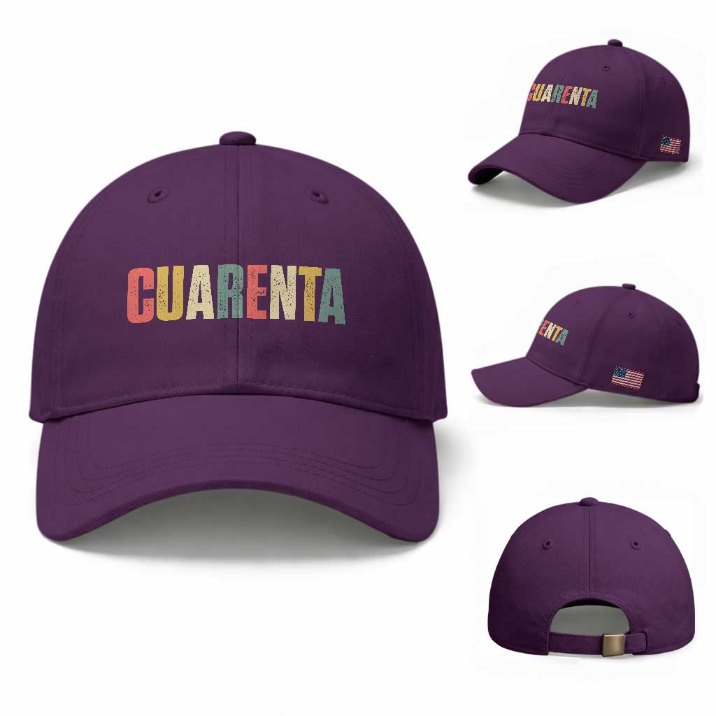 40th Birthday Cuarenta Baseball Cap Spanish Mexican 40 Years Old Bday TS11 Baseball Cap Universal Fit Purple Print Your Wear