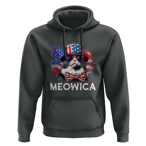 Funny 4th Of July Hoodie Meowica American Flag USA Cat TS11 Dark Heather Print Your Wear