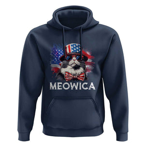 Funny 4th Of July Hoodie Meowica American Flag USA Cat TS11 Navy Print Your Wear