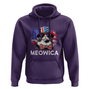 Funny 4th Of July Hoodie Meowica American Flag USA Cat TS11 Purple Print Your Wear