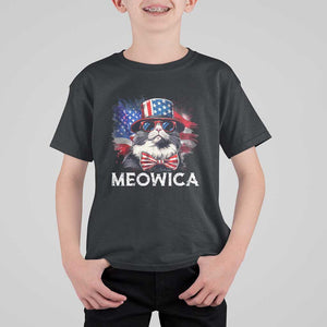 Funny 4th Of July T Shirt For Kid Meowica American Flag USA Cat TS11 Black Print Your Wear