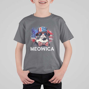 Funny 4th Of July T Shirt For Kid Meowica American Flag USA Cat TS11 Charcoal Print Your Wear